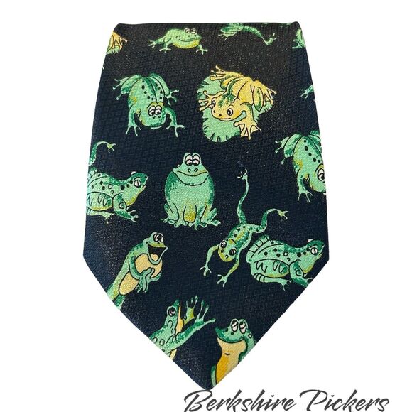 Mens Tie Frog Design Dino Romaro Silk‎ Animal Reptile Dress Party Casual - Picture 1 of 6